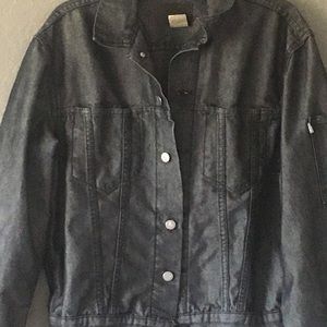 Black shiny denim jacket